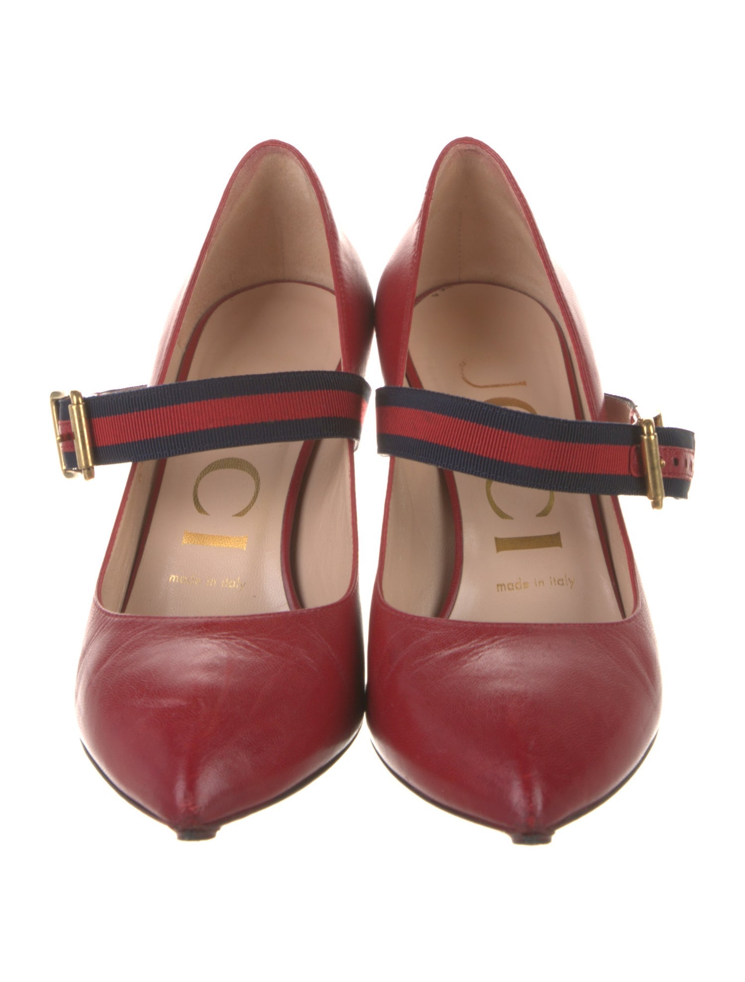 Gucci Sylvie Web Accent Leather Pumps